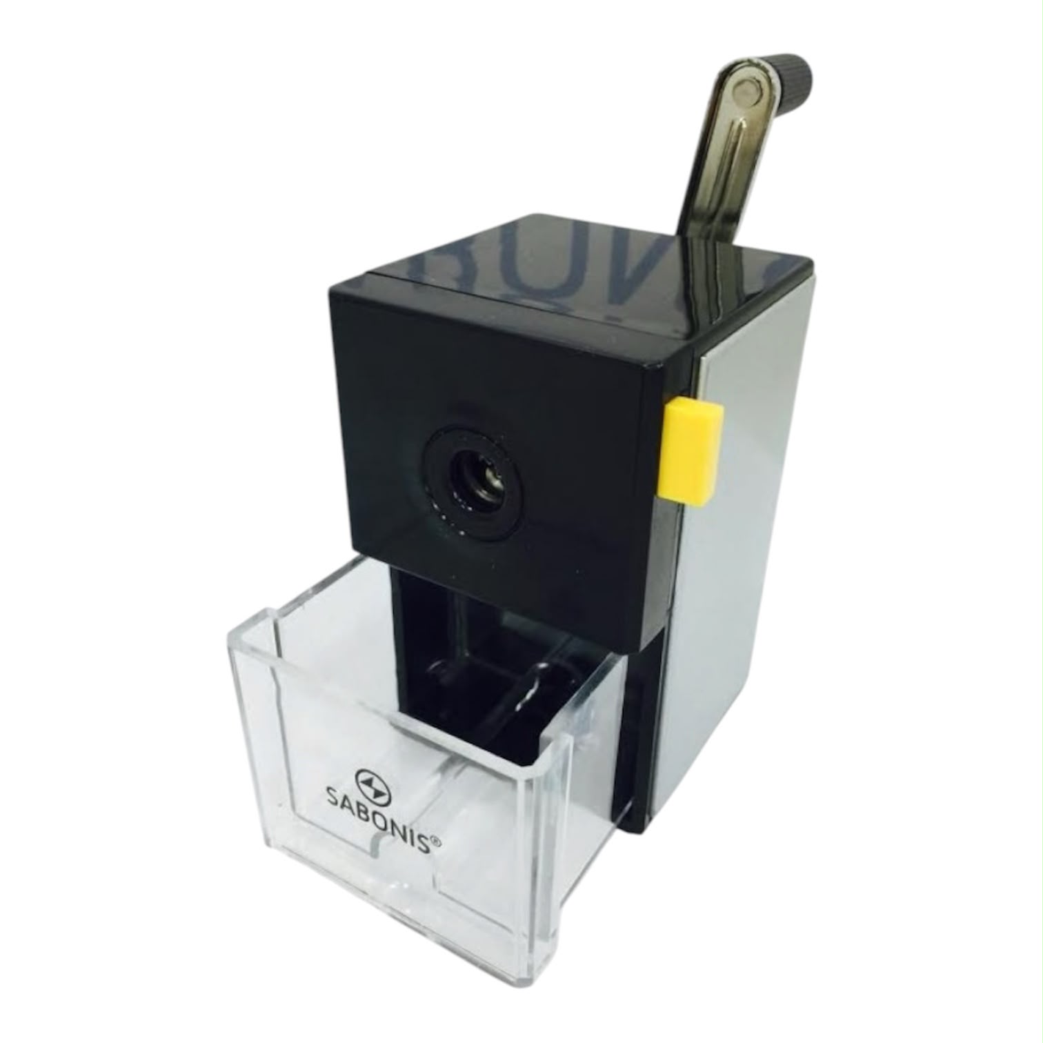 Sacapuntas de mesa mediano.
Para l&aacute;pices de hasta 8 mm de di&aacute;metro. Cuerpo met&aacute;lico con cuchillas h&eacute;lice de gran calidad y fijaci&oacute;n con abrazadera.
Color: Negro.