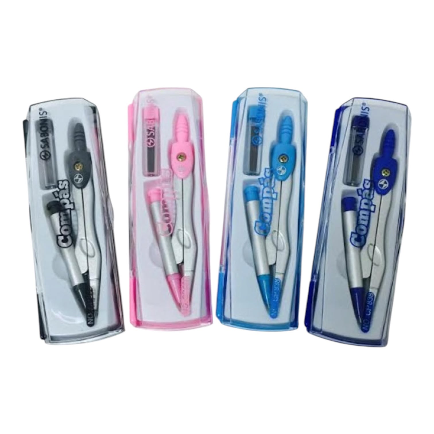 Comp&aacute;s met&aacute;lico de 0.7 mm en estuche.
Caja c/ 12 piezas.