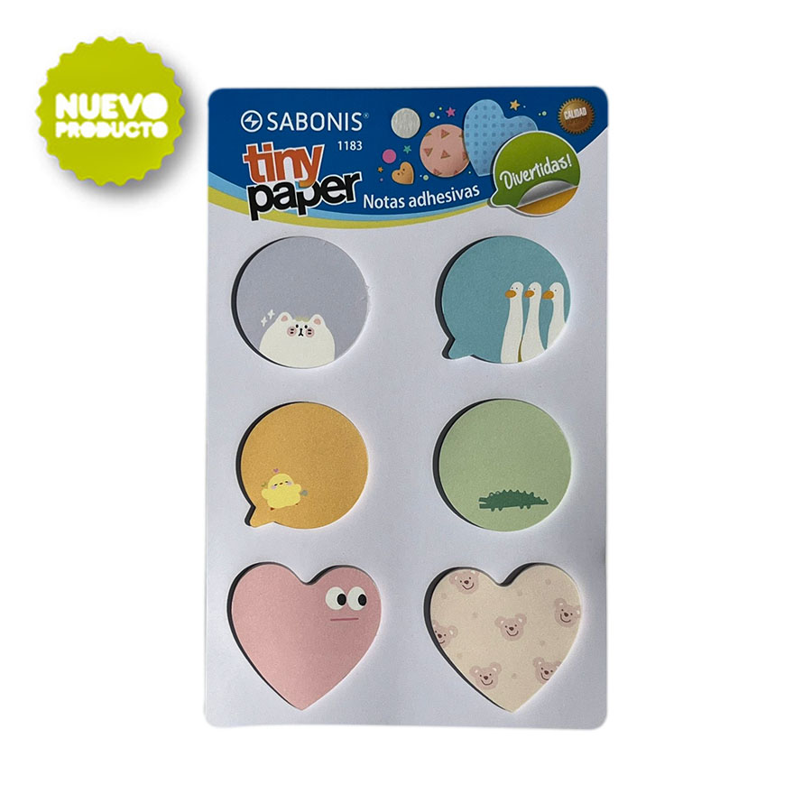 Notas adhesivas 6 figuras divertidas.120 unidades.