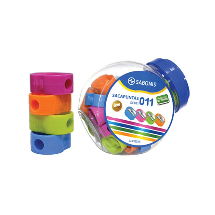 SACAPUNTAS PLÁSTICO SABONIS.BOTE C/ 36 PIEZAS.