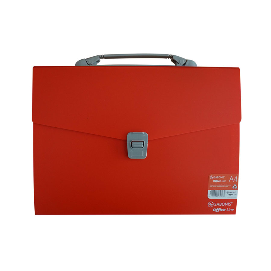 PORTADOCUMENTOS PLÁSTICO A4.TIPO ACORDEÓN T/C C/12 SEPARACIONES C/ MANIJA Y CLIP.Color: Azul, lila, negro, rojo y verde.