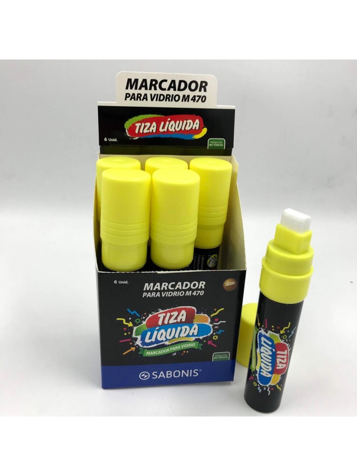 MARCADOR PARA VIDRIO PUNTA BISELADA JUMBO DE 15 MMCOLOR: AMARILLO, ROSA Y VERDE.CAJA C/ 6 PIEZAS POR COLOR.