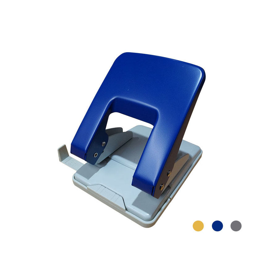 Perforadora metálica de 2 orificios c/ regleta ajustable.Color: Plata.