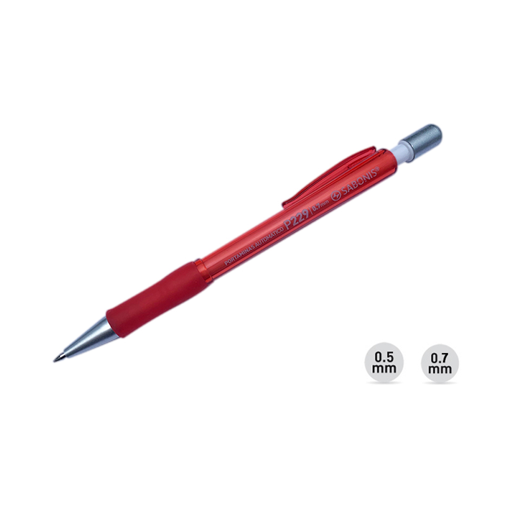 Portaminas económico de 0.5 mm y 0.7 mm.COLORES SURTIDOS.Exhibidor c/ 24 piezas.