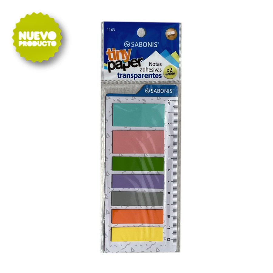 Notas adhesivas 2 tamaños 7 colores.140 unidades c/regla